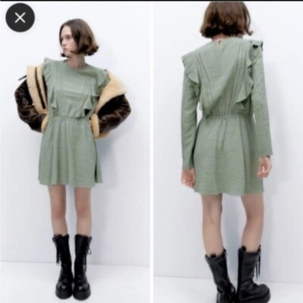 Rachel Zoe Sage Green Ruffle Dress Size XL